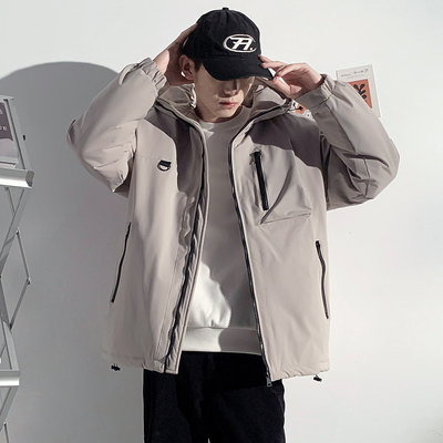 唐狮冬季新款棉衣男士连帽冲锋少