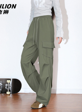 唐狮军绿色工装裤女款2026新款秋冬季爆款小个子加厚运动裤女VB