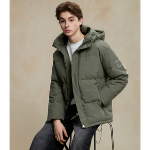 唐狮冬季新款羽绒服男连帽短款加厚保暖外套韩版青少年面包服TD