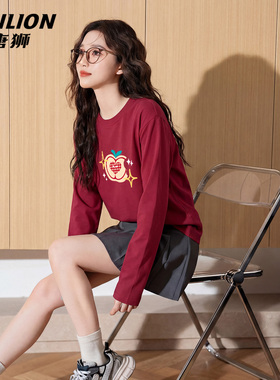 唐狮官方红色长袖t恤女2026新款春季本命年马年打底衫新年战袍VC