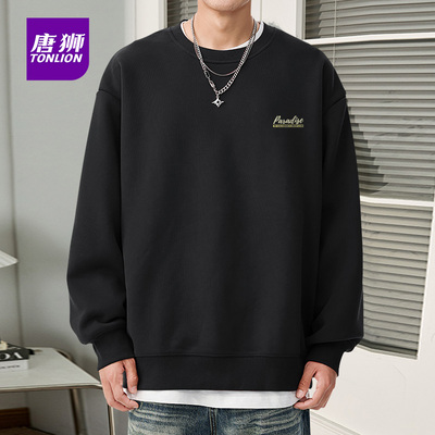 唐狮旗舰店重磅摇粒绒圆领卫衣男