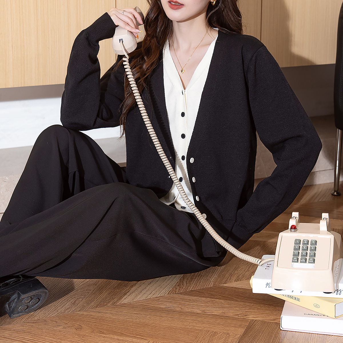 唐狮秋冬季女毛衣气质简约假两件