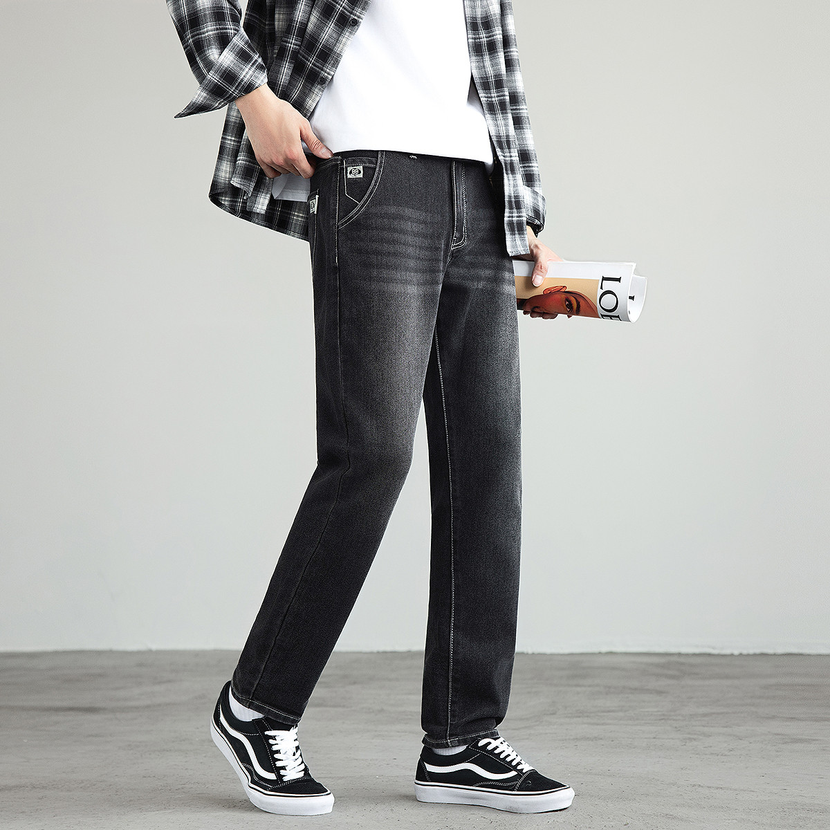 唐狮秋冬季新款牛仔长裤男宽松小脚裤休闲百搭复古做旧设计TUTA