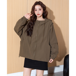 高街酷飒风高级感休闲外套女流行tu 外套女美式 唐狮春秋季 连帽短款
