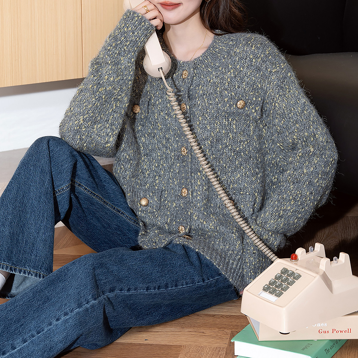 唐狮秋冬小香风新型纱线针织开衫女春秋外套高级感百搭毛衣女tu