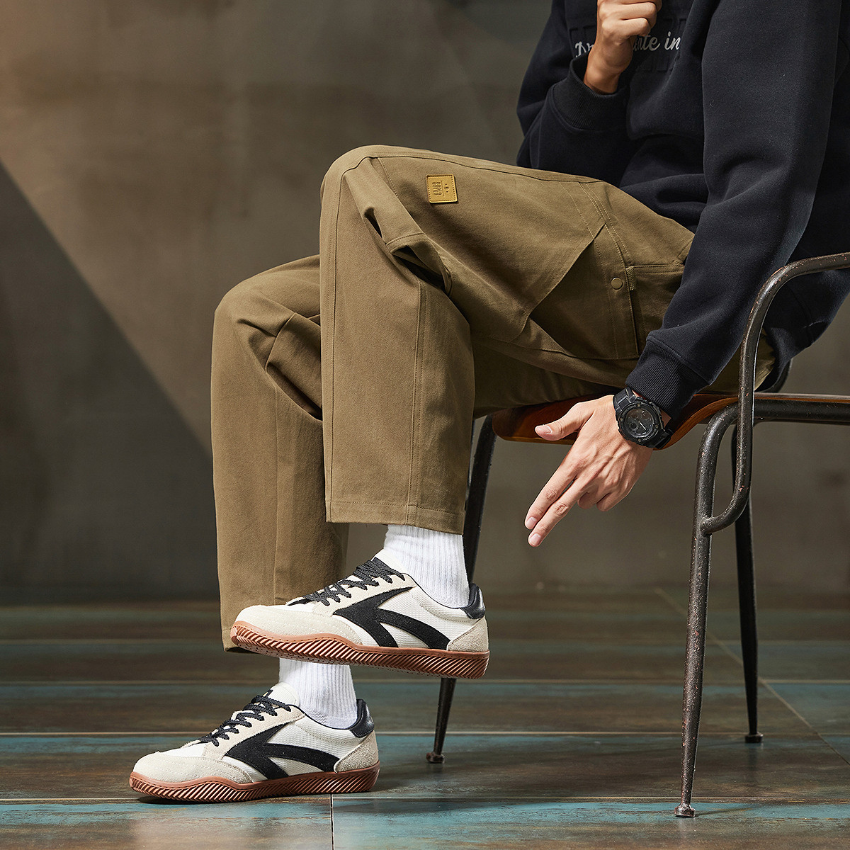 唐狮秋季新款男士休闲长裤百搭显瘦时尚小脚裤日式休闲风宽松TMTA