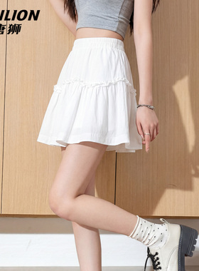 唐狮官方白色甜美半身裙女夏2026新款气质减龄高腰显瘦蛋糕短裙VB