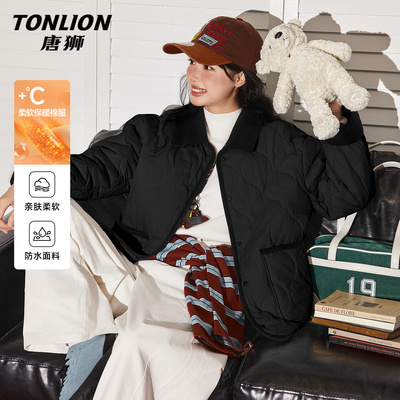 唐狮黑色棉服女款2025新款冬季