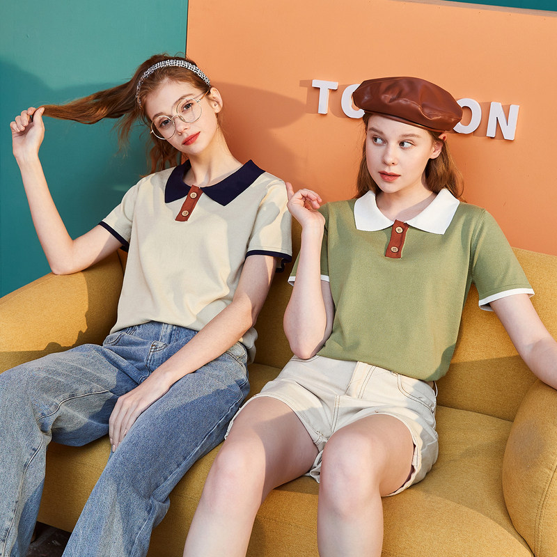 唐狮夏女休闲POLO衫宽松简约