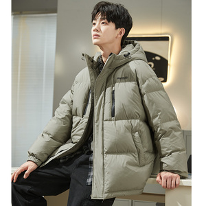 唐狮羽绒服男装90绒冬季新款连帽宽松加厚面包服短款保暖外套潮流