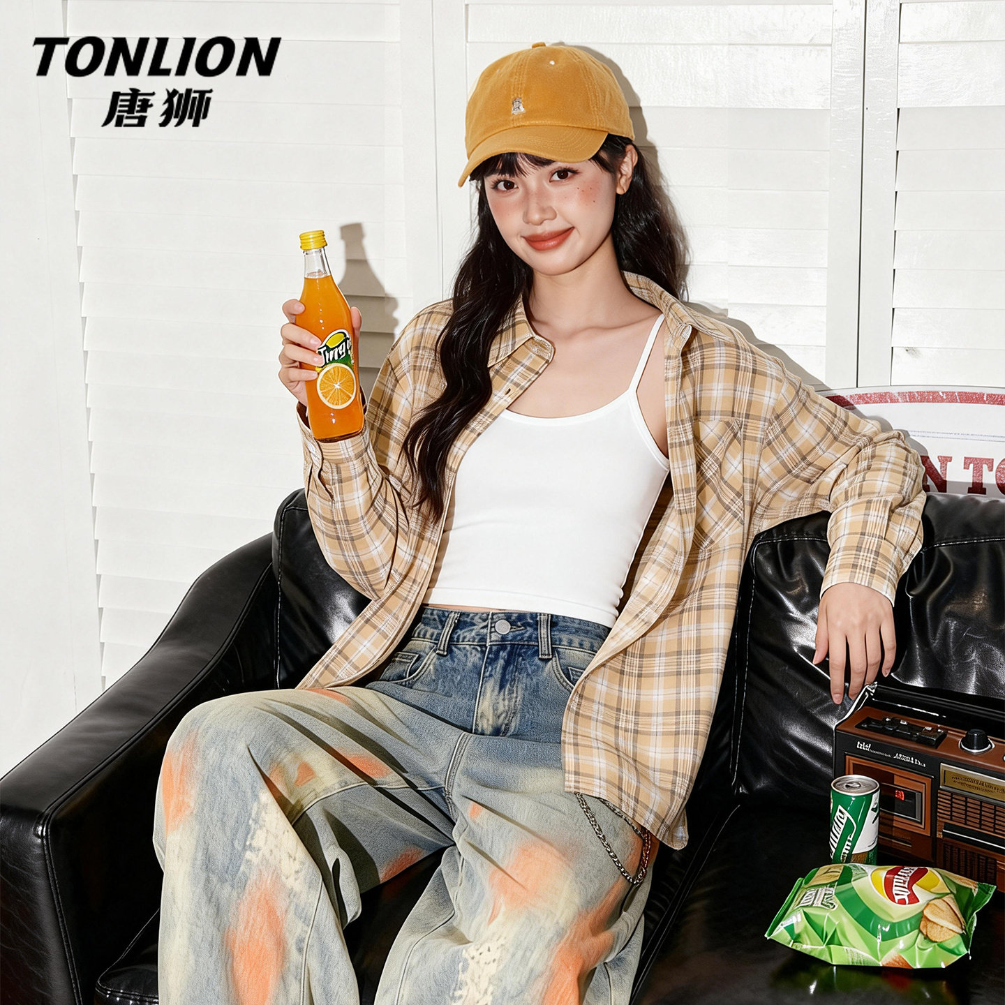 唐狮官方格子衬衫女2026新款春叠穿美式慵懒上衣多巴胺衬衣外套VC,女装/女士精品,衬衫,淘宝优惠券,粉丝福利购,淘宝优惠卷