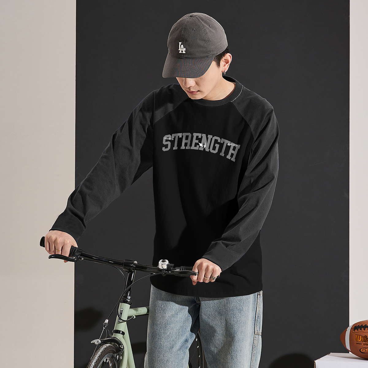 唐狮秋男长袖T恤上衣秋款拼接男