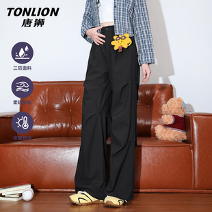 唐狮官方加绒工装裤女款2025新款冬季加厚户外登山运动阔腿裤子VB
