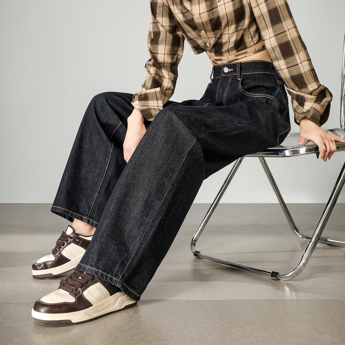 yoe秋冬季新款牛仔裤女宽松茧