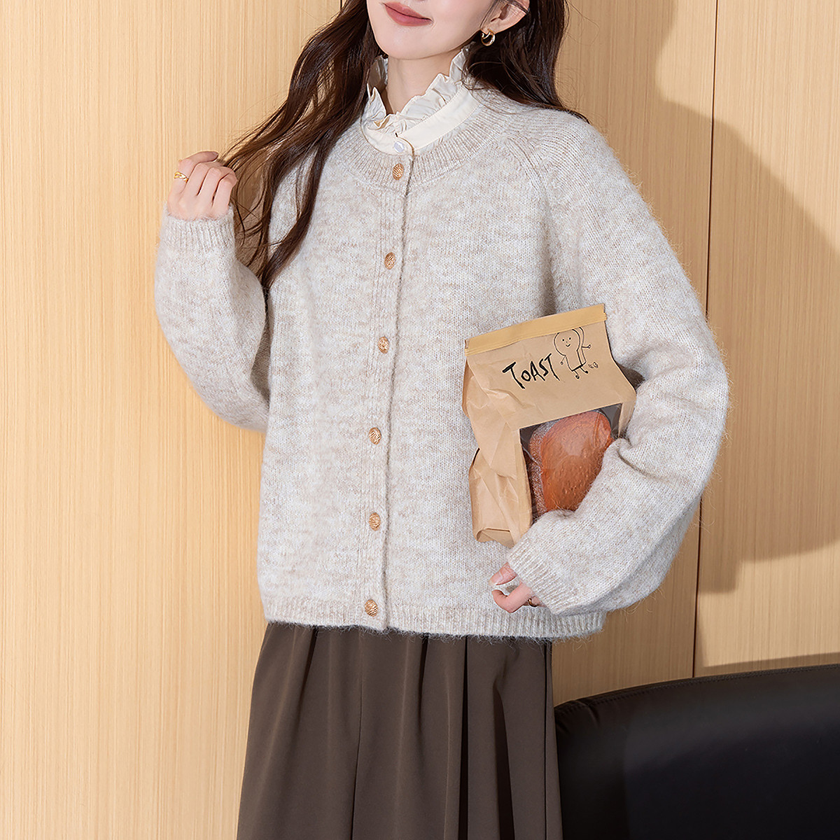 唐狮秋冬季女毛衣简约风圆领开衫外套宽松百搭流行超好看tu,女装/女士精品,毛衣,淘宝优惠券,粉丝福利购,淘宝优惠卷