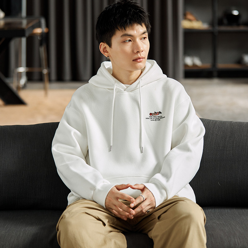 唐狮加绒卫衣男士秋冬新款潮牌灰色连帽卫衣男士加厚外套上衣潮流