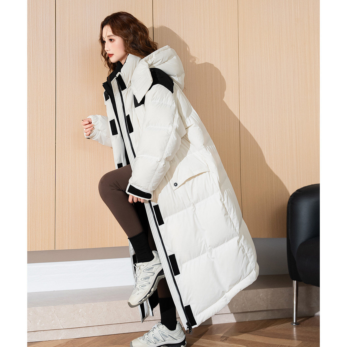 唐狮冬季新款女羽绒服长款连帽保暖超好看白色外套休闲宽松cqtu