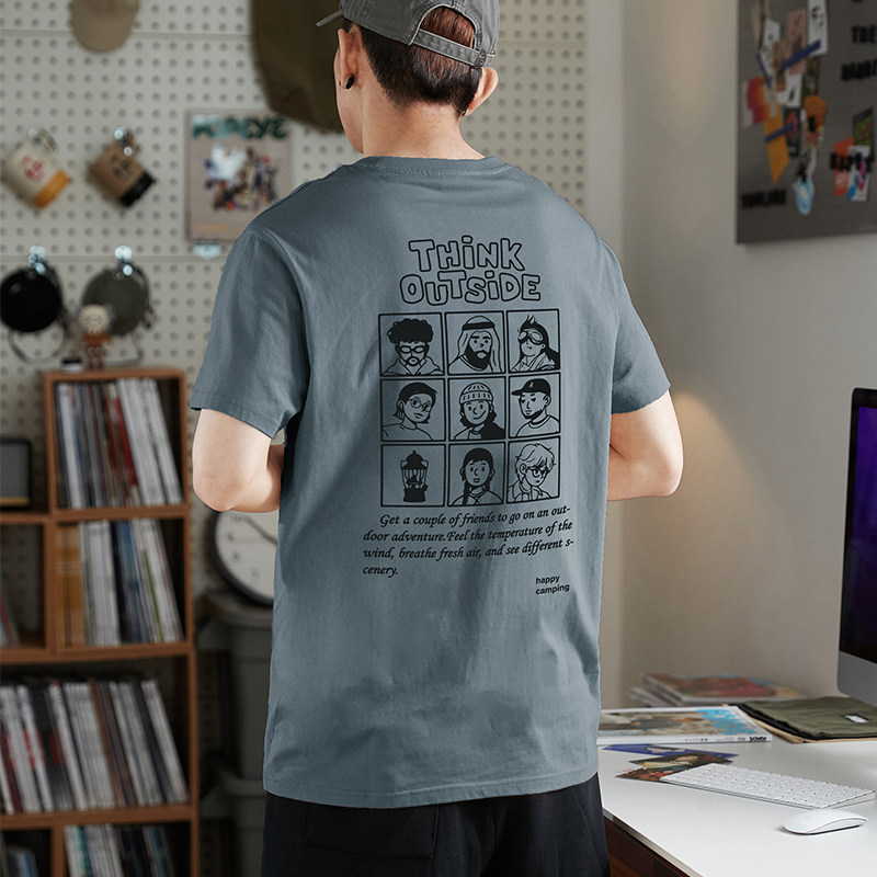 唐狮纯棉夏季短袖t恤男士打底衫潮后背印花休闲夏装上衣体恤内搭4