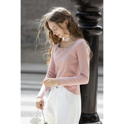 唐狮秋冬圆领毛织女士打底衫女秋