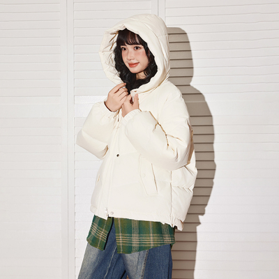 唐狮短款连帽羽绒服保暖时尚外套