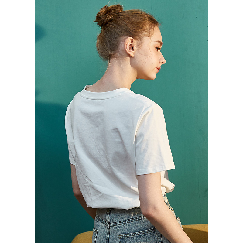唐狮纯棉圆领短袖t恤女