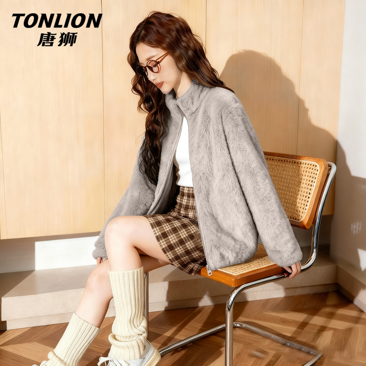 唐狮摇粒绒外套女2025秋冬新款韩