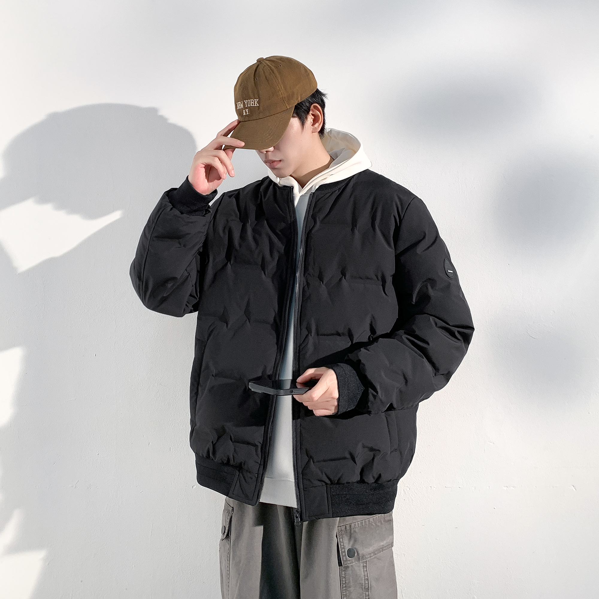 唐狮冬季羽绒服外套短款棒球领加