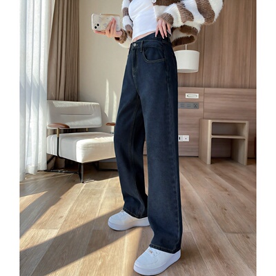 唐狮夏季新款牛仔裤女直筒宽松休
