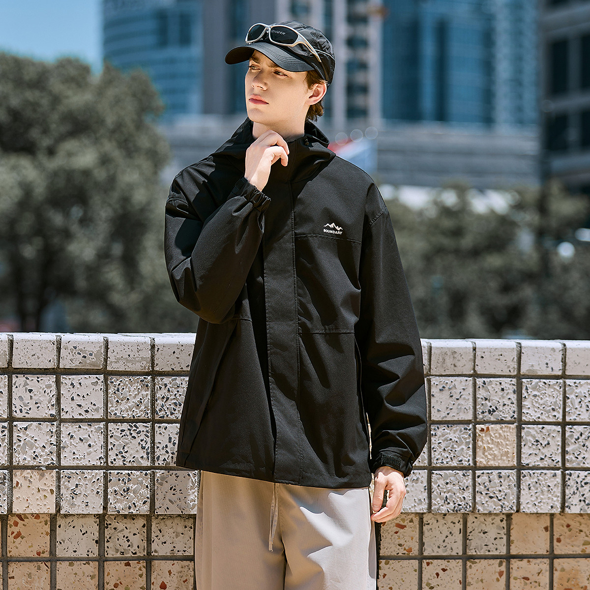 唐狮秋季新款男外套男连帽净色冲锋少年上衣短款防水外套男潮TM,男装,夹克,淘宝优惠券,粉丝福利购,淘宝优惠卷