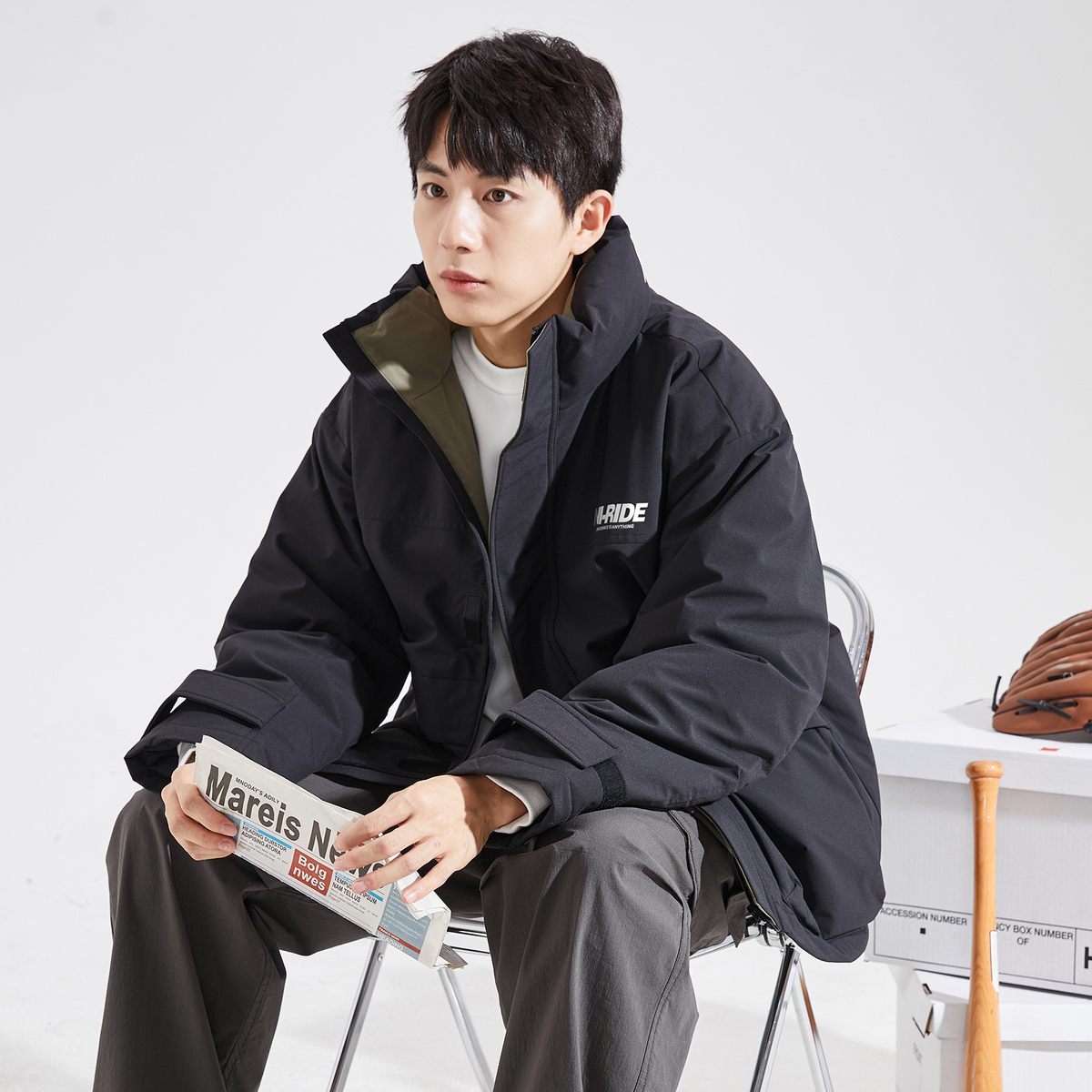 唐狮冬季新款男士羽绒服立领拉链