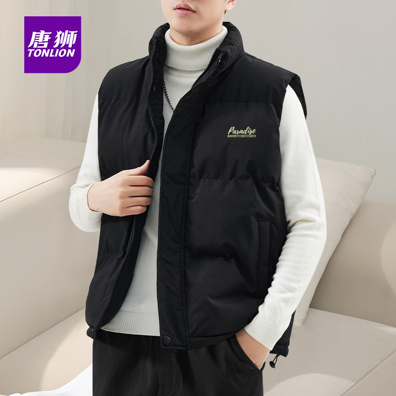 唐狮官方黑色美式背心马甲男款