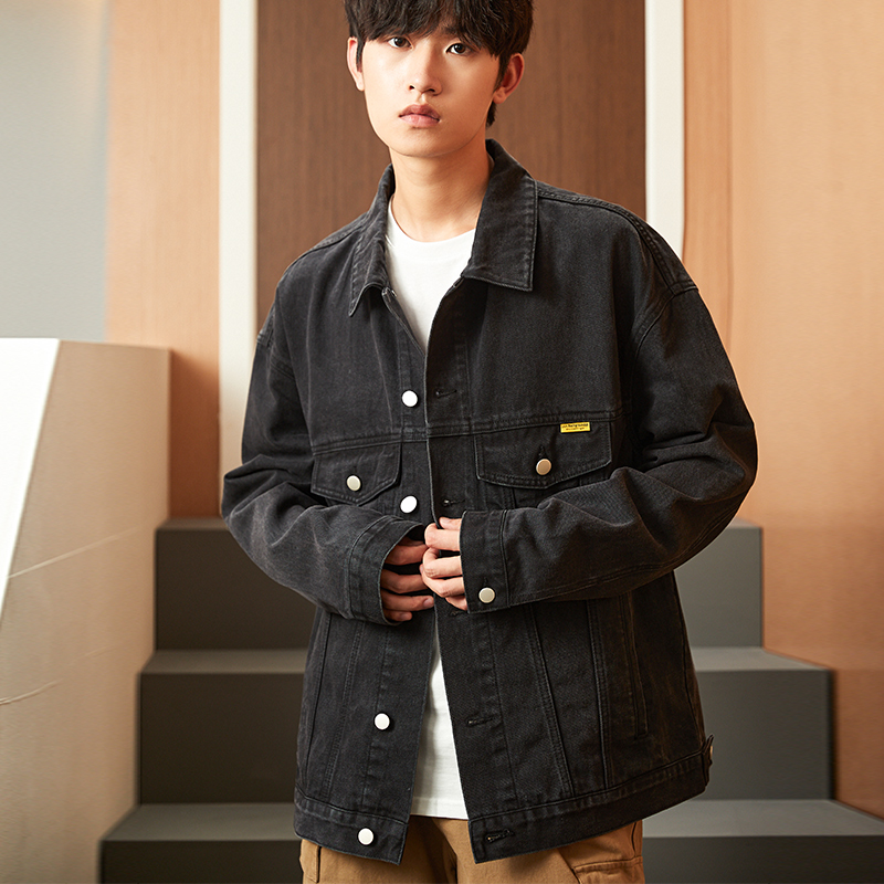 唐狮牛仔外套男春秋季宽松短款男