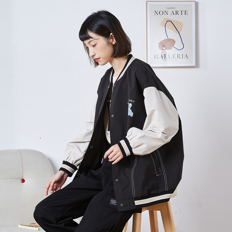 唐狮棒球服外套女春秋新款短款冬韩版宽松ins潮上衣美式炸