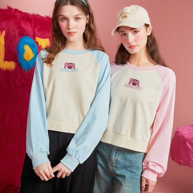 唐狮甜妹卫衣春秋女士薄圆领短款外套卫衣拼接插肩袖上衣,女装/女士精品,卫衣/绒衫,淘宝优惠券,粉丝福利购,淘宝优惠卷