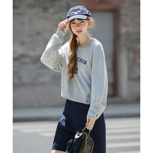 yoe秋款卫衣初秋女装高级感女下摆纽扣短款圆领卫衣秋装外套tuTA