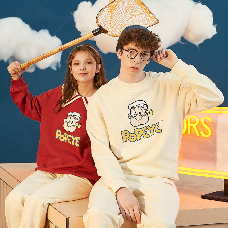 唐狮大力水手情侣套装加绒卫衣冬