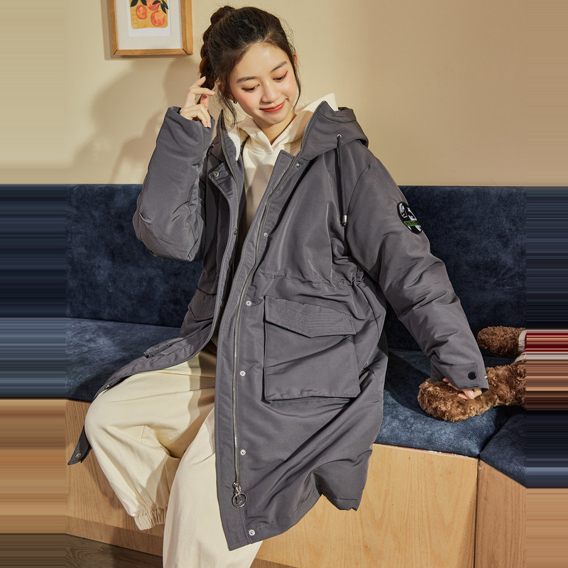 唐狮冬新款中长款bf风派克羽绒服女潮酷宽松休闲简约工装羽绒