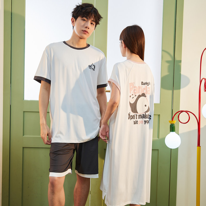 唐狮新款夏季无袖睡衣女睡裙情侣男生可外穿家居服套装薄款连衣裙