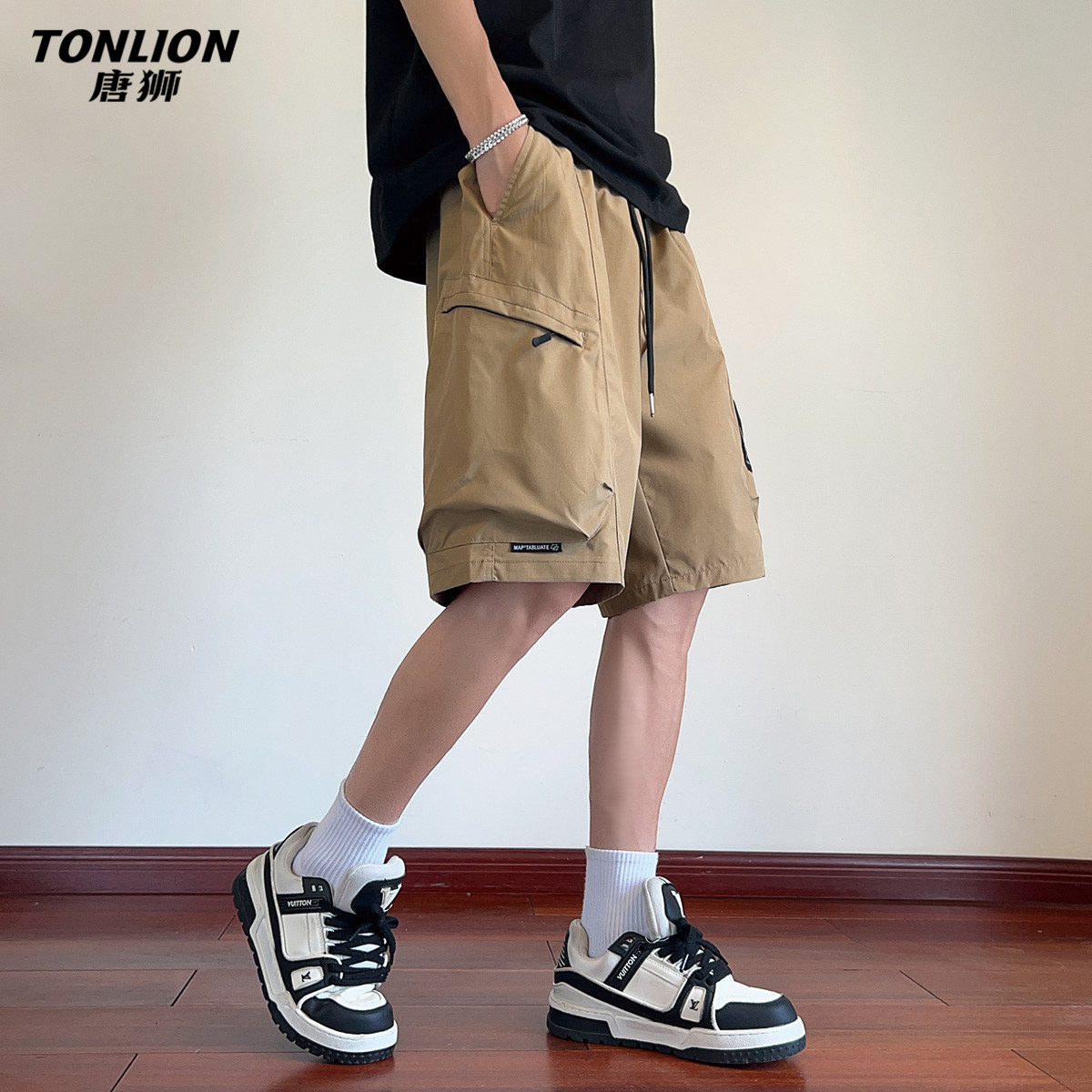 唐狮春夏季新款休闲裤男工装风五分裤休闲短裤宽松裤子百搭潮流