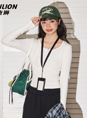 唐狮白色内搭女上衣2026新款秋冬季小个子修身显瘦U领长袖t恤VB