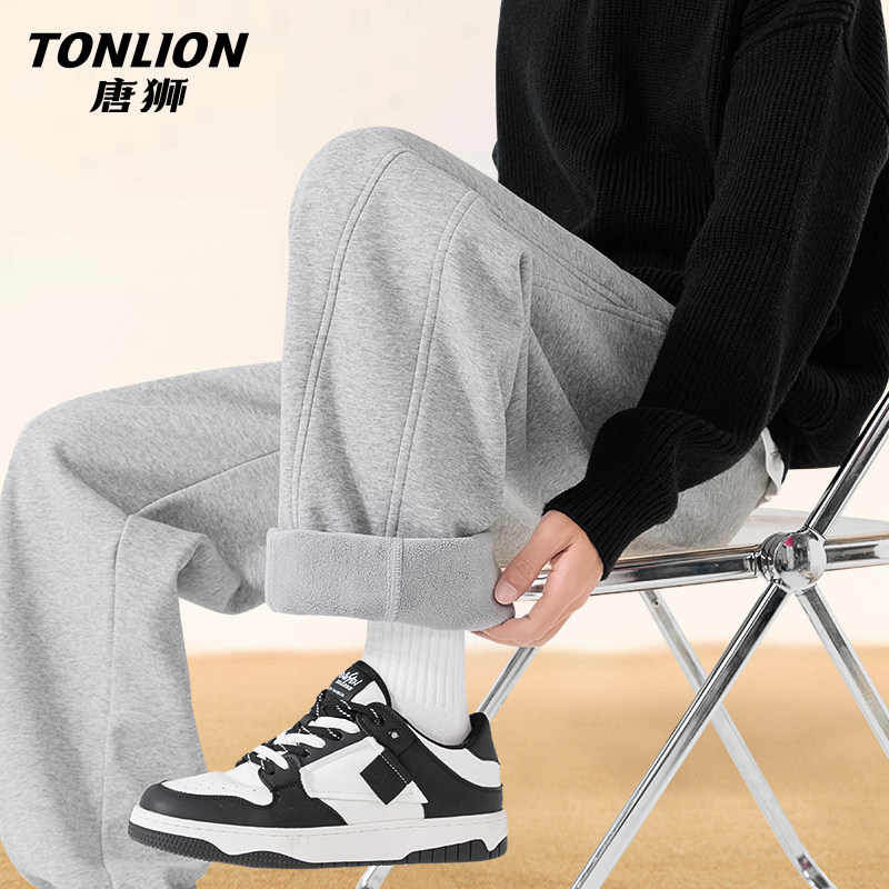 唐狮裤子男春秋款美式潮牌垂感弯刀裤男士休闲卫裤直筒运动男裤HW