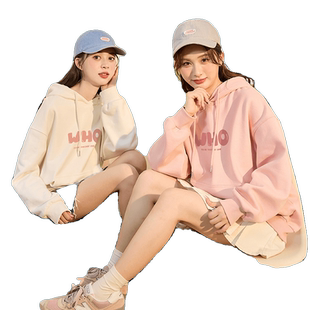 唐狮加绒卫衣女春秋冬新款连帽oversize加厚美拉德休闲帽衫