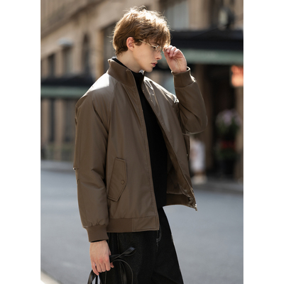 唐狮秋冬季短款棉衣男立领仿皮p