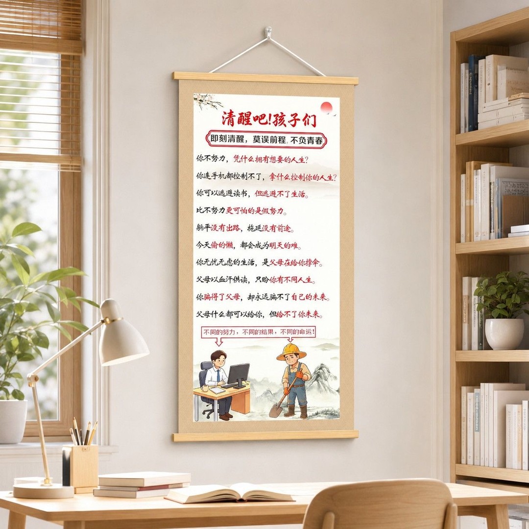 清醒吧孩子们挂画激励孩子读书学习励志劝学教室学校自律装饰WJ