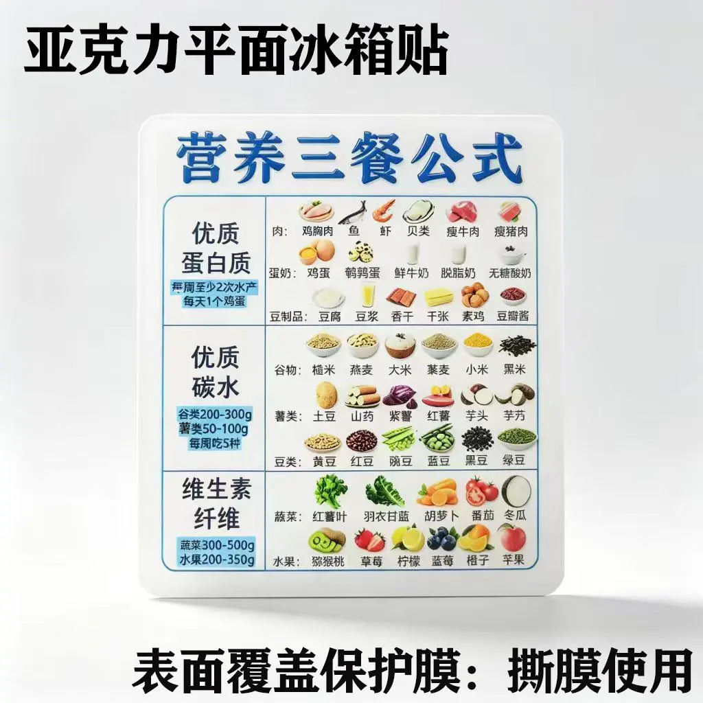 【营养三餐】亚克力磁吸冰箱贴健康营养均衡饮食创意家用厨房YK
