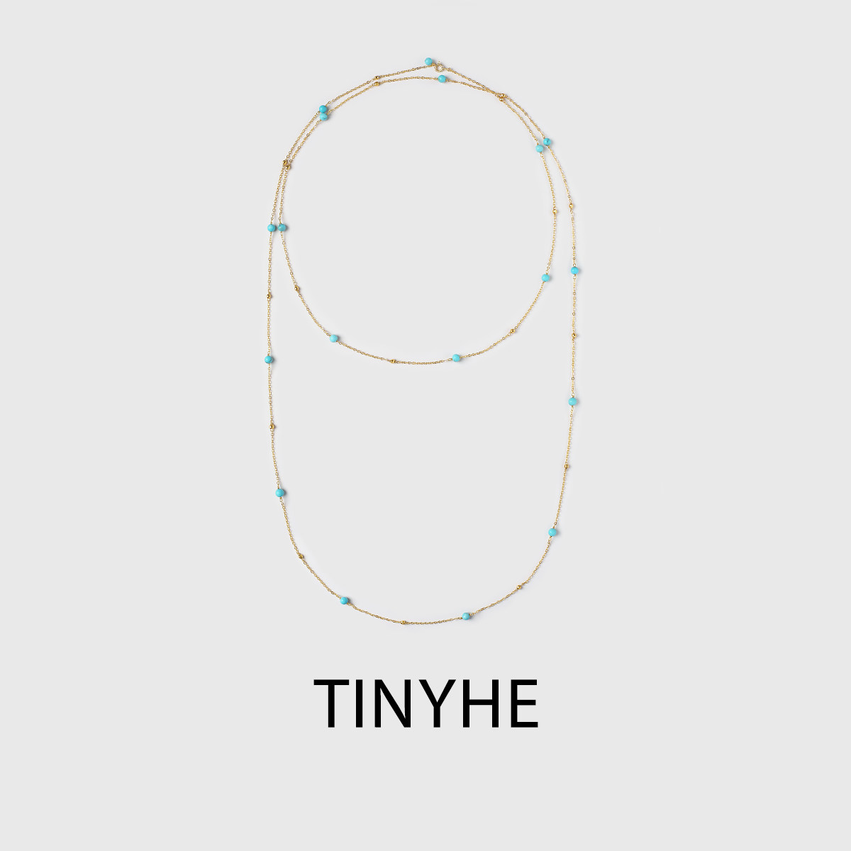TINYHE米雪  绿松石纯银长款项链叠戴女秋冬小众轻奢高级感原创