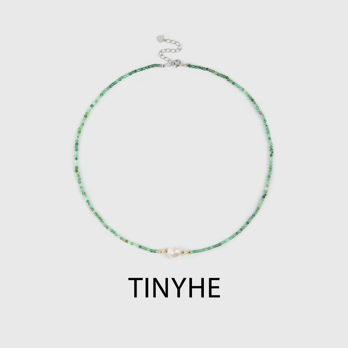 TINYHE米雪天然祖母绿石珍珠项链