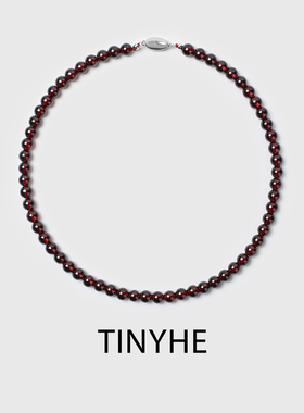 TINYHE米雪 天然石榴石纯银项链女秋冬红色水晶锁骨链轻奢高级感