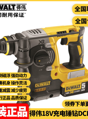 美国得伟DEWALT锂电18V充电锤钻镐三功能减震冲击电锤钻DCH273KN
