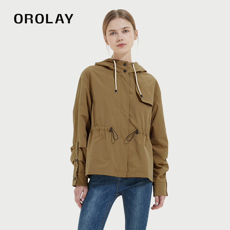 orolay欧绒莱收腰纯色女士外套